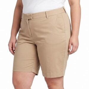 Covington Womens Khaki Tan Chino Shorts Plus Size 16W Stretch Cotton Bermuda